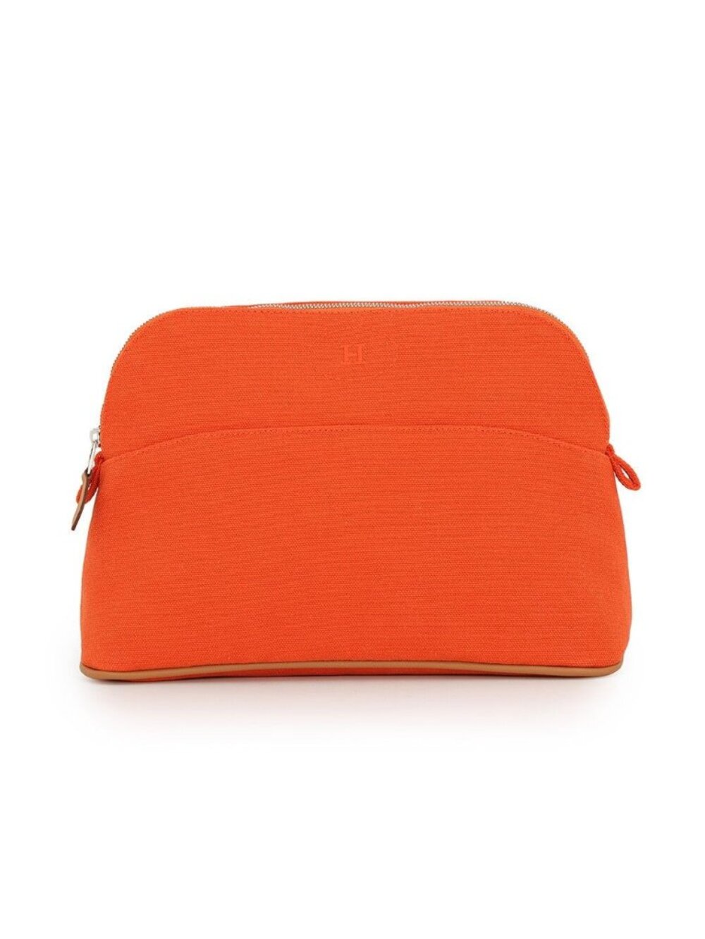 Hermes Pouch Bolide MM Orange Fu Silver Canvas Makeup Case